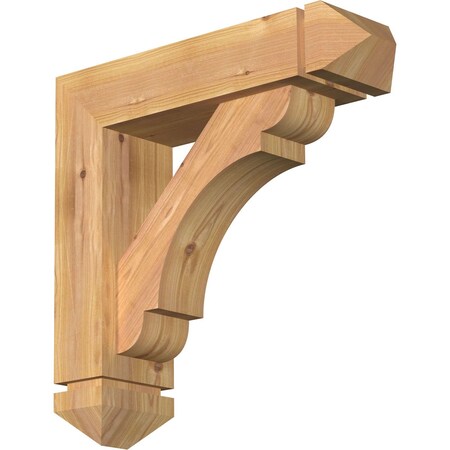 Ekena Millwork Olympic Arts and Crafts Smooth Bracket w/ Offset Brace, Western Red Cedar, 5 1/2"W x 20"D x 20"H BKT0604X20X20OLY03SWR